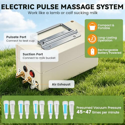 2 in 1 7L Electric Milking Machine with 4 Goat Teat Cups & 2 Cow Teat Cups
