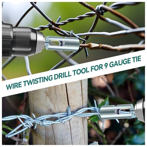 Twist Ties Tool for 9 Gauge Drill Chuck, Fixing Twist Fence Ties Tool Compatible with 3/8" Power Drills Wire Easy Twist Tool for Fixing Chain Link Fence and Loop Fences