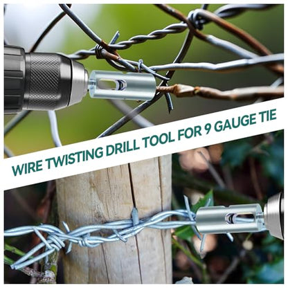 Twist Ties Tool for 9 Gauge Drill Chuck, Fixing Twist Fence Ties Tool Compatible with 3/8" Power Drills Wire Easy Twist Tool for Fixing Chain Link Fence and Loop Fences