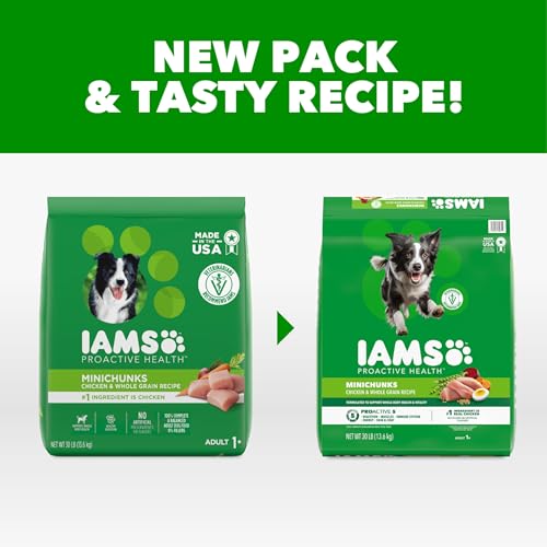 IAMS Proactive Health 성인용 Minichunks 건식 개 사료, 닭고기, 13.6kg(30파운드) - size: 30파운드 (1봉)