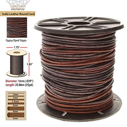 The Beadsmith Leather Cord – Gypsy Dyed Sippa – 1mm Spool – 25 Yards/22.86 Meters – Indian Leather Thong Ideal for Braiding, Beading, Necklaces, Fine Lacing, Hair Accessories & DIY Jewelry Making - size: 1mm, style: Gypsy Dyed Sippa – 25 Yards