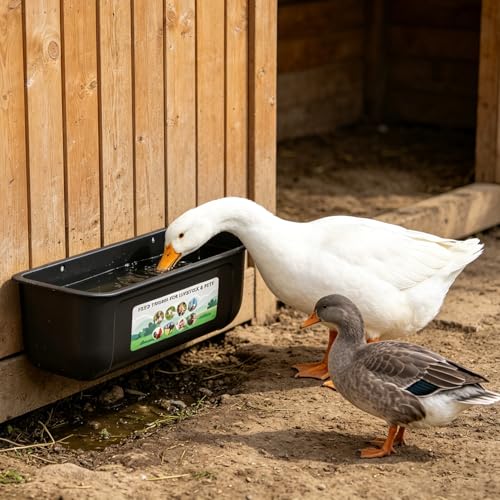 Chicken Feeder Waterer Set, Hanging Fence Feed Trough for Livestock Poultry, Chicken Feeder Bucket for Goat Sheep Deer Poultry Duck Gooses（ 2 * 2.7 Quart ） - color: Black
