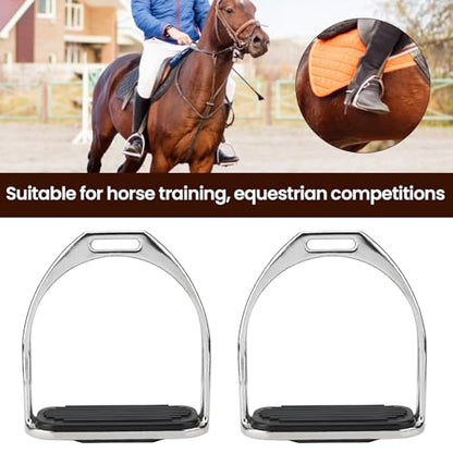 Comfortable 4.8" Iron Stirrups, Western Horse Riding Stirrups with Rubber Pad for Safe and Comfortable English Saddle Use