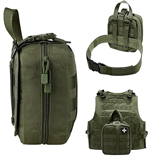 LIVANS 1000D First Aid Bag Empty, Medical Ifak Pouch for Emergency & EMT - color: Army Green(7.1"l X 3.5"w X 8"h)