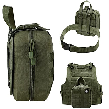 LIVANS 1000D First Aid Bag Empty, Medical Ifak Pouch for Emergency & EMT - color: Army Green(7.1"l X 3.5"w X 8"h)