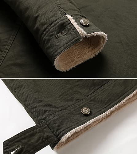 Men's Winter Sherpa Lined Fleece Military Cargo Jacket Cotton Outerwear Jacket Coat - color: Army Green, size: Medium