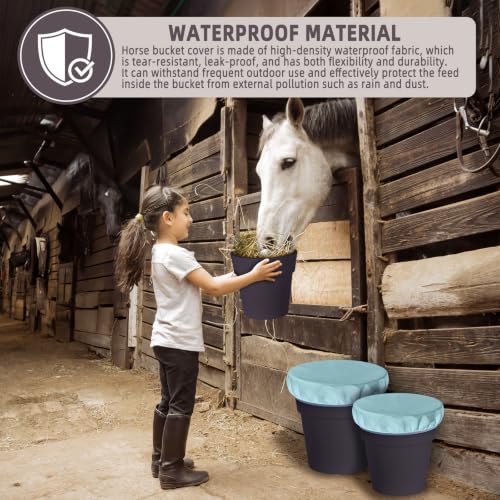 2-5 Gallon Horse Bucket Cover, Waterproof Horse Feed Bucket Cover, Lightweight and Easy to Use (Excluding Bucket, Mint Green) - color: Mint Green