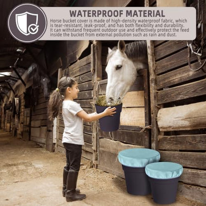 2-5 Gallon Horse Bucket Cover, Waterproof Horse Feed Bucket Cover, Lightweight and Easy to Use (Excluding Bucket, Mint Green) - color: Mint Green