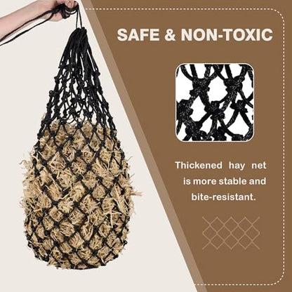 2PCS Slow Feeder Hay Nets Feed Bag for Horses, Extra Thick 40" Slow Feed Hay Net with 2" Holes Hanging Bags for Goat and Livestock Supplies (Black - color: Black |2PCS