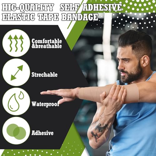 Tondiamo 8 Rolls Elastic Tape Adhesive Elastic Tape Self Adhesive Bandages Wrap Flexible Stretch Bandages Athletic Sports Skin Strips for Sports Ankle, Knee and Wrist Animal Pets(6 Inch X 5 Yard) - size: 6 Inch x 5 yard