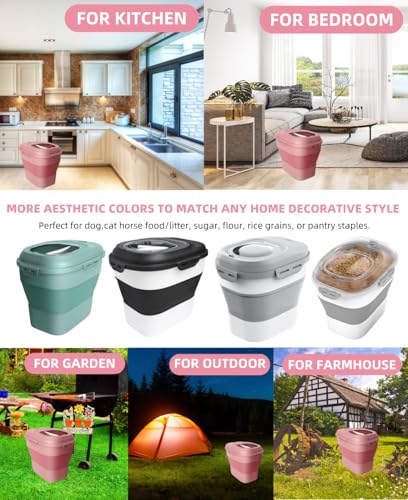 30-35Lbs Airtight Dog Food Storage Container,Collapsible Dog Food Container - color: Pink