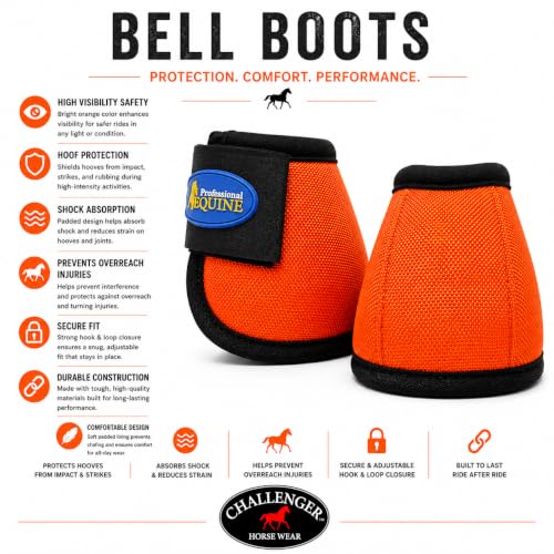 Horse Large Ballistic Overreach No-Turn Bell Boots Orange 4109OR-L