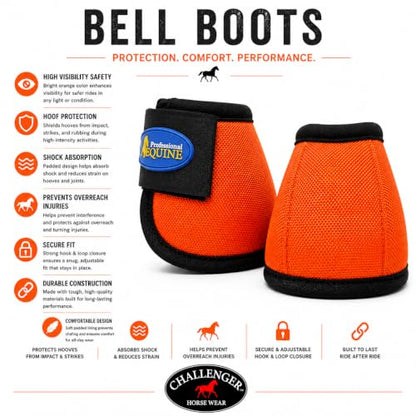 Horse Large Ballistic Overreach No-Turn Bell Boots Orange 4109OR-L