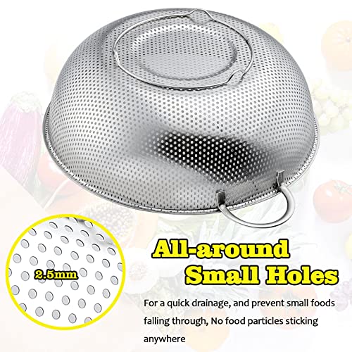 P&P CHEF Stainless Steel Colander, 2 Pcs Metal Colanders Strainer, 1 +3 Qt
