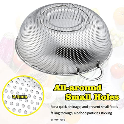 P&P CHEF Stainless Steel Colander, 2 Pcs Metal Colanders Strainer, 1 +3 Qt