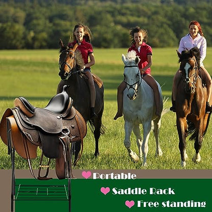 Abbylike 2 Pcs Portable Saddle Rack Steel Foldable Freestanding Saddle Rack Stand Horse Trailer Organizer for Derby Day Horse Supplies Accessories Equipment, 22 x 26 x 36 Inches