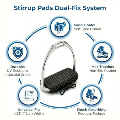 English Stirrup Pads Non Slip Rubber Treads with Shock Absorption Saddle-Safe Wrap Around Stirrup Iron Pads Horse Riding Gear for Safety Stirrups Jumping & Trail Riding 4.75"-1 Pair
