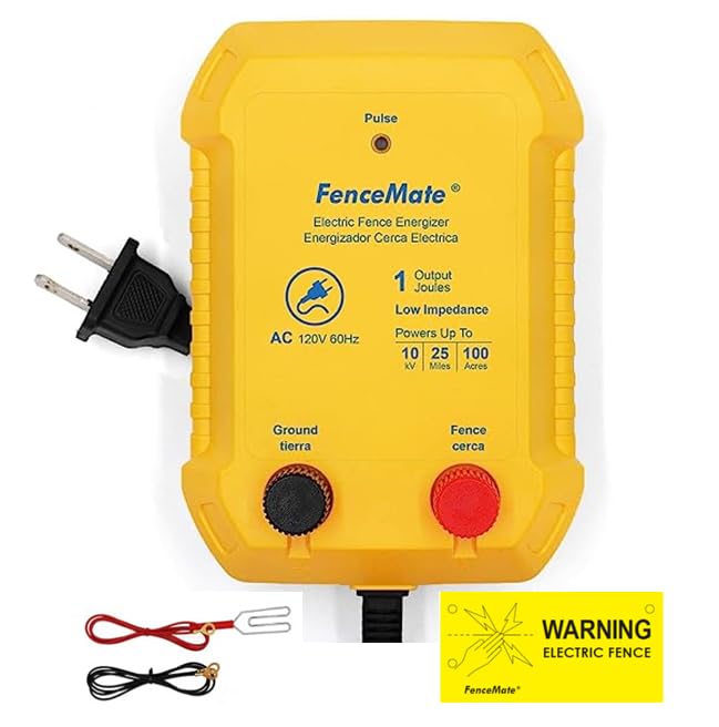 FenceMate AC Powered Electric Fence Charger Output 1J up to 25 Miles