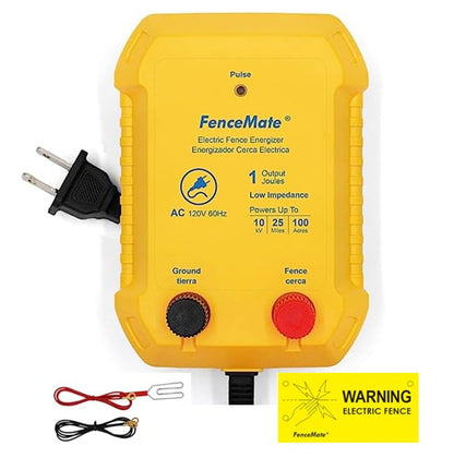 FenceMate AC Powered Electric Fence Charger Output 1J up to 25 Miles