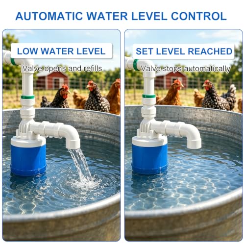 4Pcs 3/4" Automatic Float Valve, Nylon PA66 Water Level Control Valve