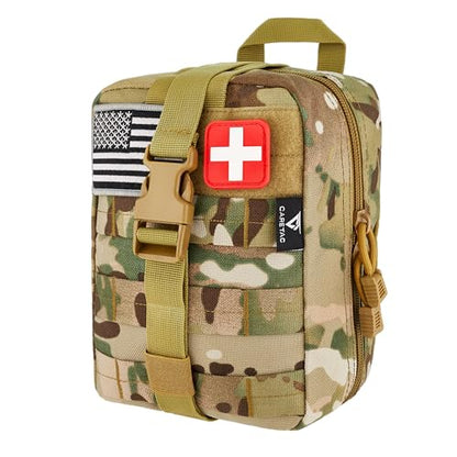 CareTac IFAK Trauma & First Aid Kit with CAT Gen 7 Tourniquet – Military-Grade Tactical Medical Kit Includes Israeli Bandage, Chest Seal, Splint & CPR Mask for Bleed Control, Gunshot Wounds & More - color: Camo