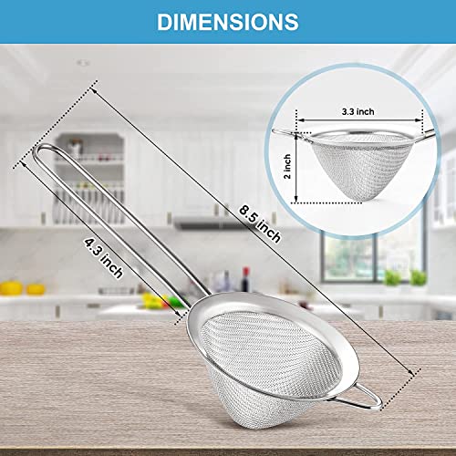 Fine Mesh Strainer - 3.3 Inch Conical Sieve - Tea Strainers for Loose Tea, Coffee Strainer, Food Strainer, Juice Strainer, and Much More!