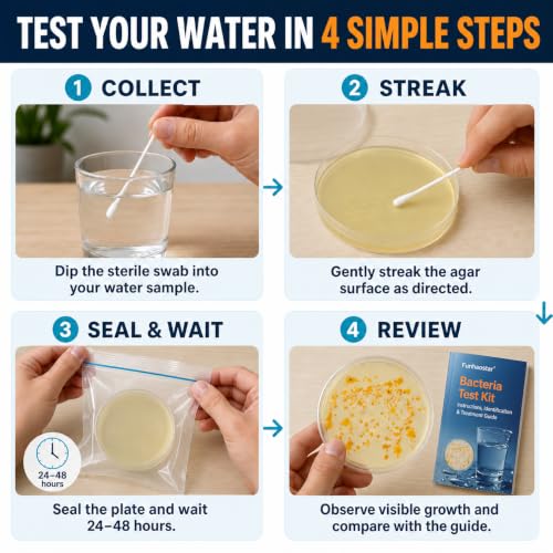 Bacteria Water Test Kit for Drinking Water, 12-Pack Well Water Testing Kit for Coliform and E. coli, At-Home Testing for Well, Tap, City and Pool Water, Includes Free Lab Analysis