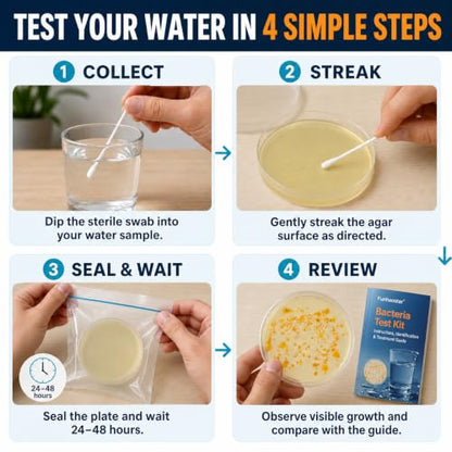 Bacteria Water Test Kit for Drinking Water, 12-Pack Well Water Testing Kit for Coliform and E. coli, At-Home Testing for Well, Tap, City and Pool Water, Includes Free Lab Analysis