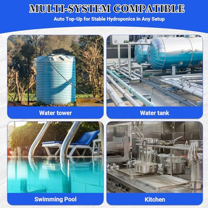 Hicarer 2 Set 304 Stainless Steel Water Float Valve 1/2" to 3/4" Automatic Water Level Control Shut off Float Valve for Watering Tank, Livestock Troughs, Pool, Distiller