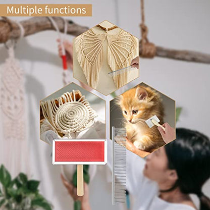 2 pack macrame fringe comb set stainless steel comb for making knitting cord rope macrame plant hangers wall hangings pets hair combing