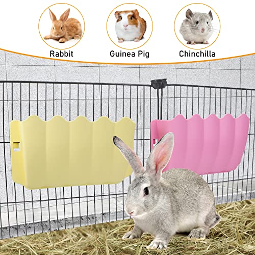 Litewoo Rabbit Hanging Hay Feeder Rack Wall-Mounted for Guinea Pig, Yellow - color: YELLOW
