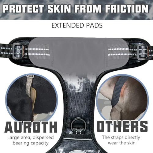 AUROTH Tactical Dog Harness for Small Medium Large Dogs - No Pull, Adjustable, Reflective, K9 Working Training, Easy Control, Military Service Dog Harness (M, Black Ink) | Heavy Duty with Handle, Breathable Padded, Reflective, Military K9, Easy Control fo