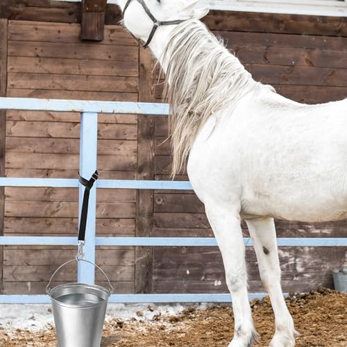 4Pcs Horse Bucket Strap Hangers,Adjustable 23-30 in Hanging | Nylon Hanging Strap for Hay Nets,Water Buckets & Outdoor Feeders,Black,Durable Horse Accessories Suppliers