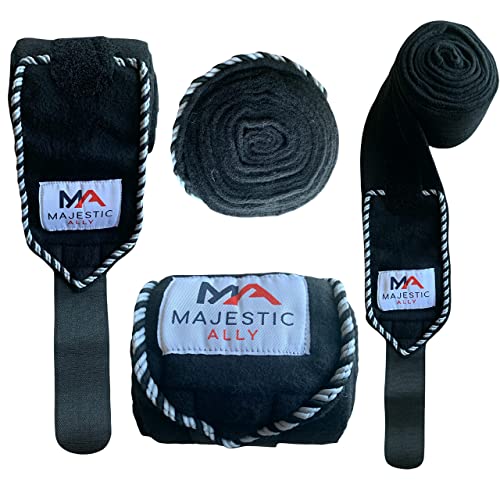 Majestic Ally Fleece Polo Leg Wraps for Horses, Black, Set of 4 - color: Black