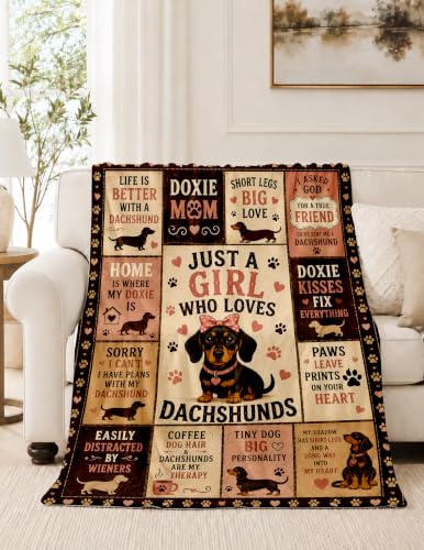 Dachshund Gifts for Women Dachshund Owners Lovers Weiner Dog Blanket 60*50 | Birthday Christmas Unique Gifts for Dachshund Lovers/Friends/Female/Girls Weiner Dog Themed Gifts Dachshund Throw Blanket - color: Dachshund