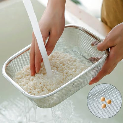 18/8 Stainless Steel Fine Mesh Strainer Basket with Feet, Rectangular Colander for Vegetables, Fruits, Pasta, Noodles – Rustproof, Durable & Easy to Clean (11.02 inch) - color: Sleek Square, size: 11.02 inch