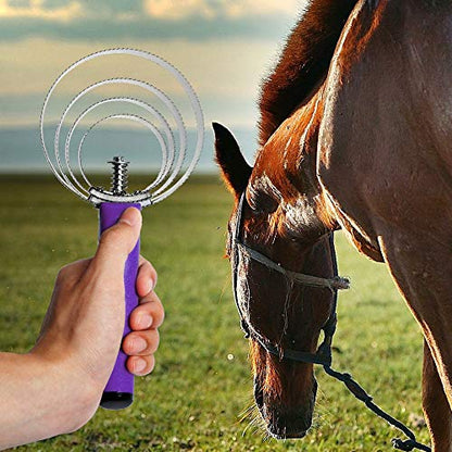BOTH WINNERS Reversible Stainless Steel Curry Comb with Soft Touch Grip (Purple) - color: purple