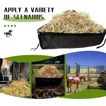 Horse Corner Feeder Construct Large Capacity Hay Bag for Goats Deep Corner Hay Bag for Horse Trailer Stall, Black