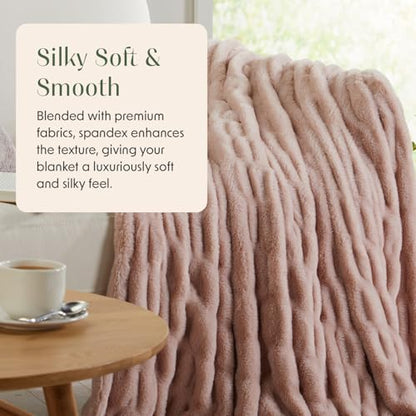 Springtree Home Luxury Micro Plush Throw Blanket | Thick Faux Fur | Pink | Lily Collection | 60" x 70" | Pink Blanket | Ultra Plush - color: Pale Pink, size: 60" x 70" (Large)