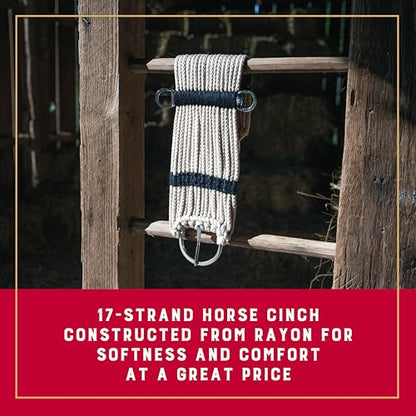 Weaver Equine Rayon 17 Strand Horse Cinch, Anti-Slip Saddle Cinch Girth with Flat Buckle, Western Horse Riding Supplies, ‎Tan/Black