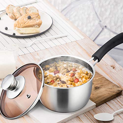 TeamFar Saucepan with Lid, 2 qt Sauce Cooking Pot Milk Pan Stainless Steel | Professional with Long Heatproof Handle for Home Kitchen Restaurant, Healthy & Non Toxic, Multi-use & Dishwasher Safe - size: 2 Quarts