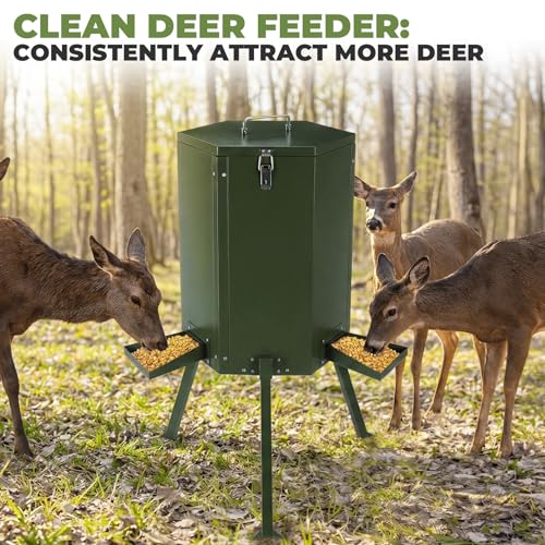 Metal Deer Feeder, Gravity Deer Feeder with Locking Lid