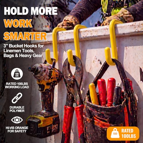Wenqik 6 Pcs Lineman Bucket Hooks 3'' Truck Blanket Hooks, Yellow - color: Yellow