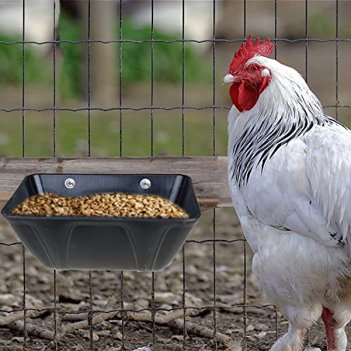Hanging Fence Feeder for Chicken, Duck, Goat, Pig Poultry Feed Trough Chicken Feeder Bucket Feeding Container for Livestock (Black) - color: Black