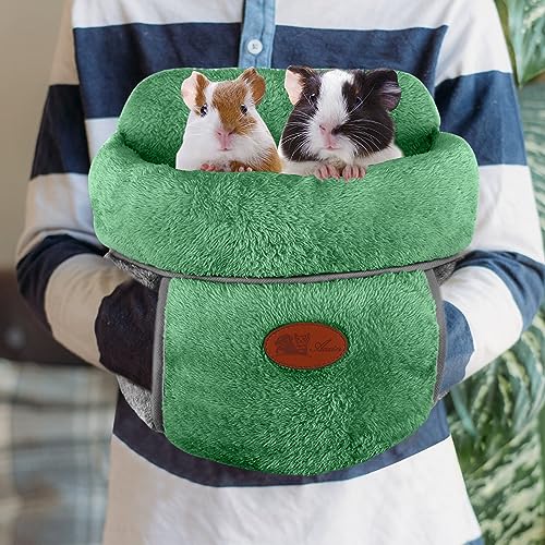 YUEPET Guinea Pig Bed Cuddle Cave, Warm Fleece Hideout, Green - color: Green, size: 1PCS