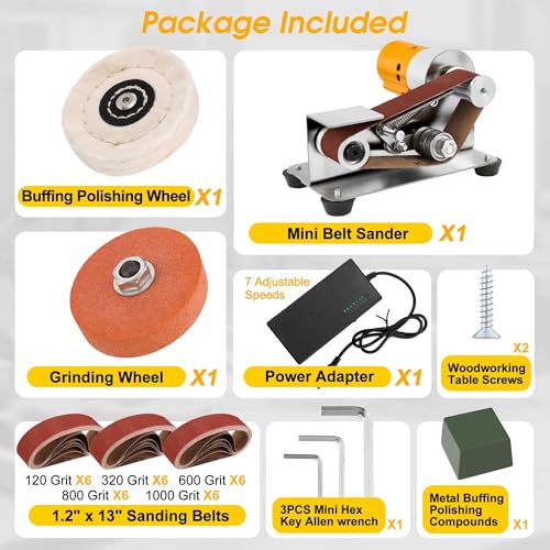 Mini Belt Sander for Knife Making, 15° Electric Power Bench Belt Sanders | 7 Adjustable Speed Knife Sharpener Knife Polishing Kit for DIY Metal Woodworking Knife Making - style: 15 Degree Belt Sander