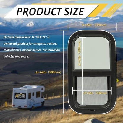 KUAFU 2PACK 12" W x 22" H RV Window Replacement Trailer Camper Cargo - size: 2Pcs