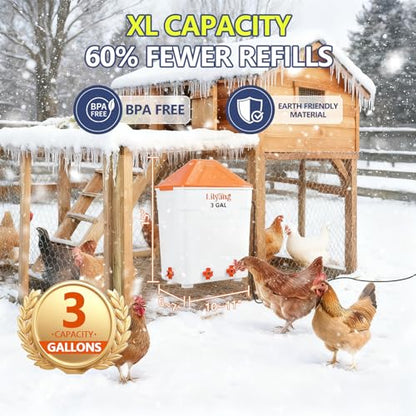Lilyang Heated Chicken Waterer 3 Gallon, 250W Thermostat Control