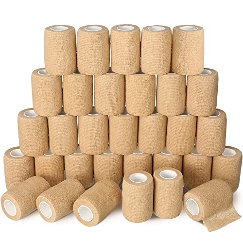 Treela 48 Pack Self Adhesive Wrap Bandage,Nude,3 Inches X 5 Yards - color: Nude, size: 3 Inch X 5 Yard