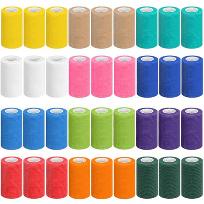 Treela 36 Pcs Self Adherent Bandage 4" X 5 Yard Wrap Breathable - color: Multicolor, size: 4" X 5 Yard